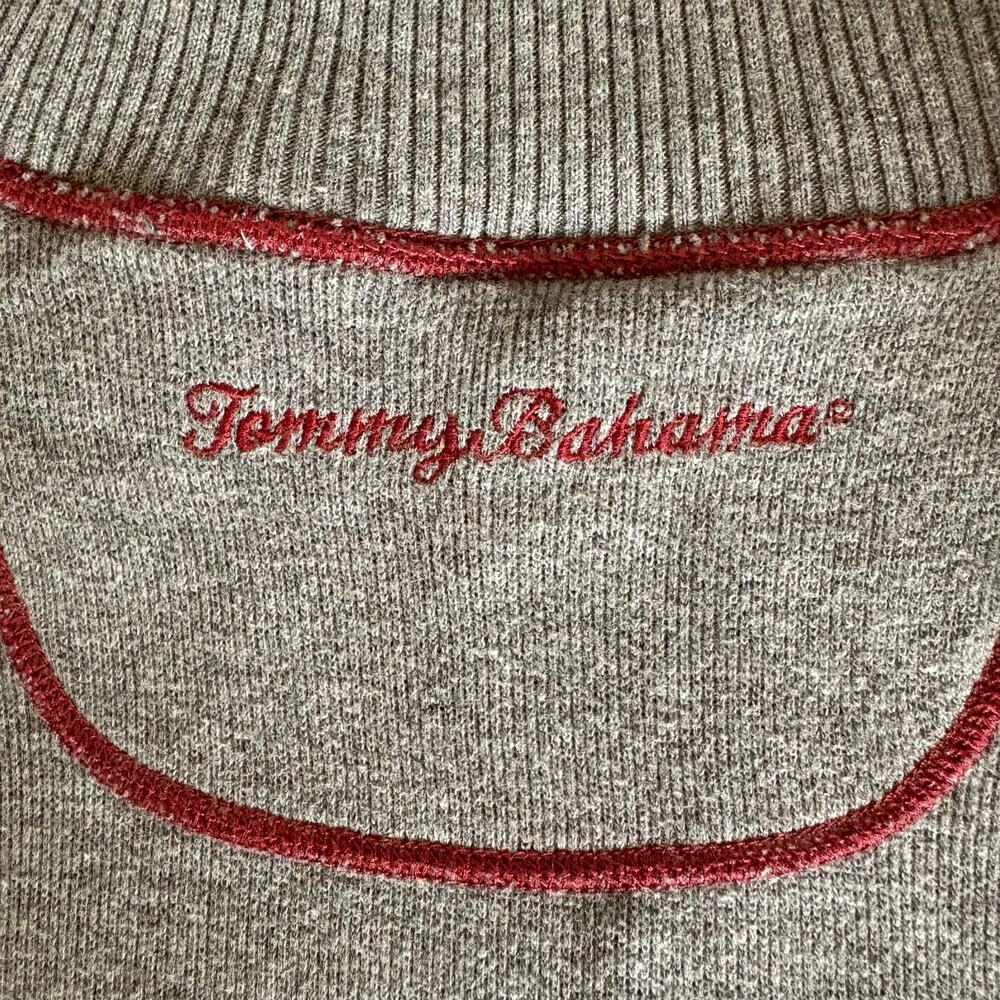 Tommy Bahama Reversible Quarter Zip Pullover Burgundy Gray Marlin Sweater XL/XXL - Picture 16 of 16
